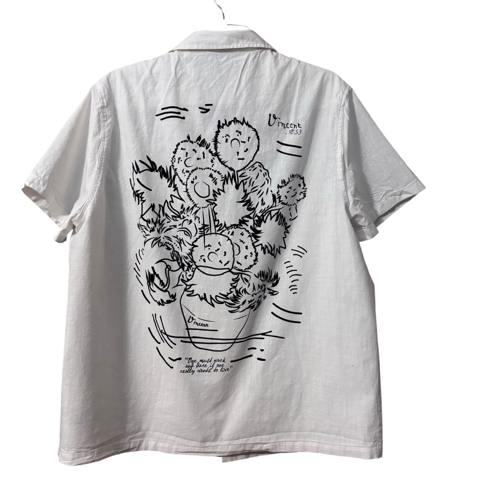 ASOS Vincent Van Gogh White Graphic short sleeve Shirt APOH a piece of history L